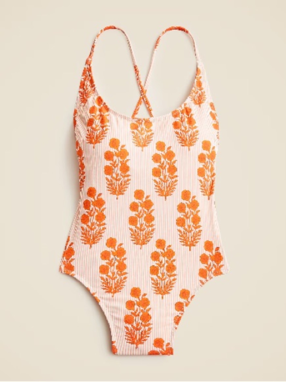 NWT Blockprints X J.Crew scoopneck one-piece - Orange Floral